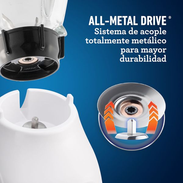 Licuadora Oster 2vel 550w Blanco Jarra Vidrio Mod.BLSTKAG-WRD-053-2 - Imagen 4