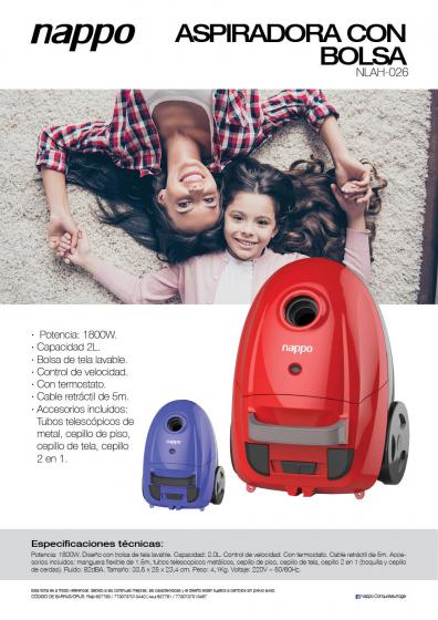 Aspiradora Nappo con bolsa 2lts MOD.NLAH/RH-026 - Imagen 3