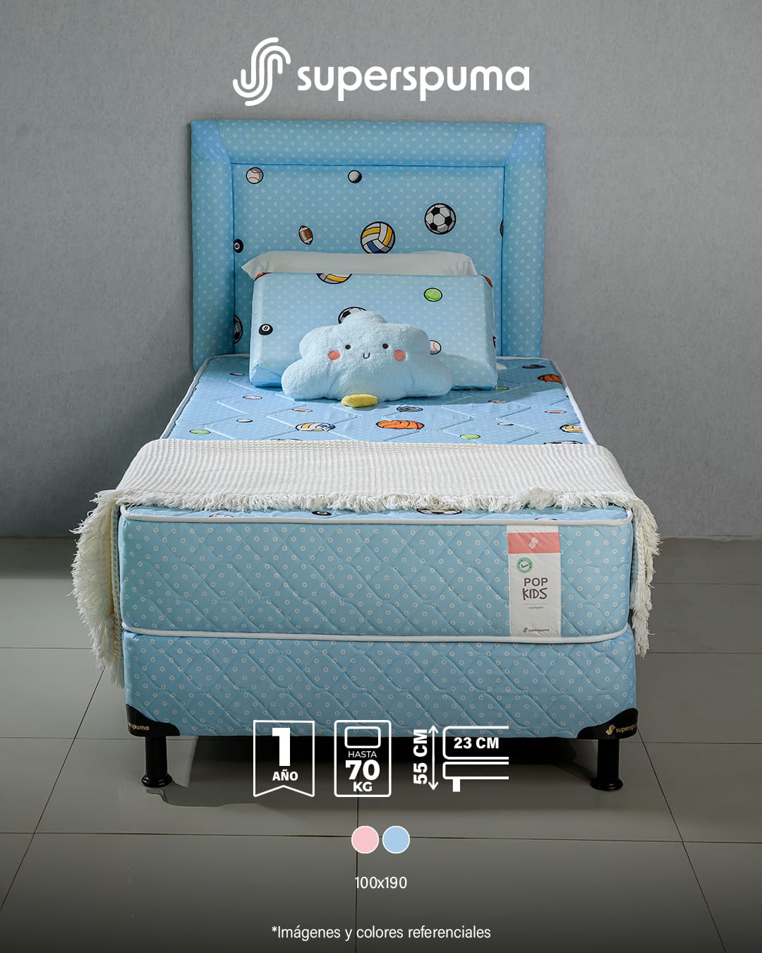 Sommier SuperSpuma Pod Kids Nena/Nene 100X190 - Imagen 2