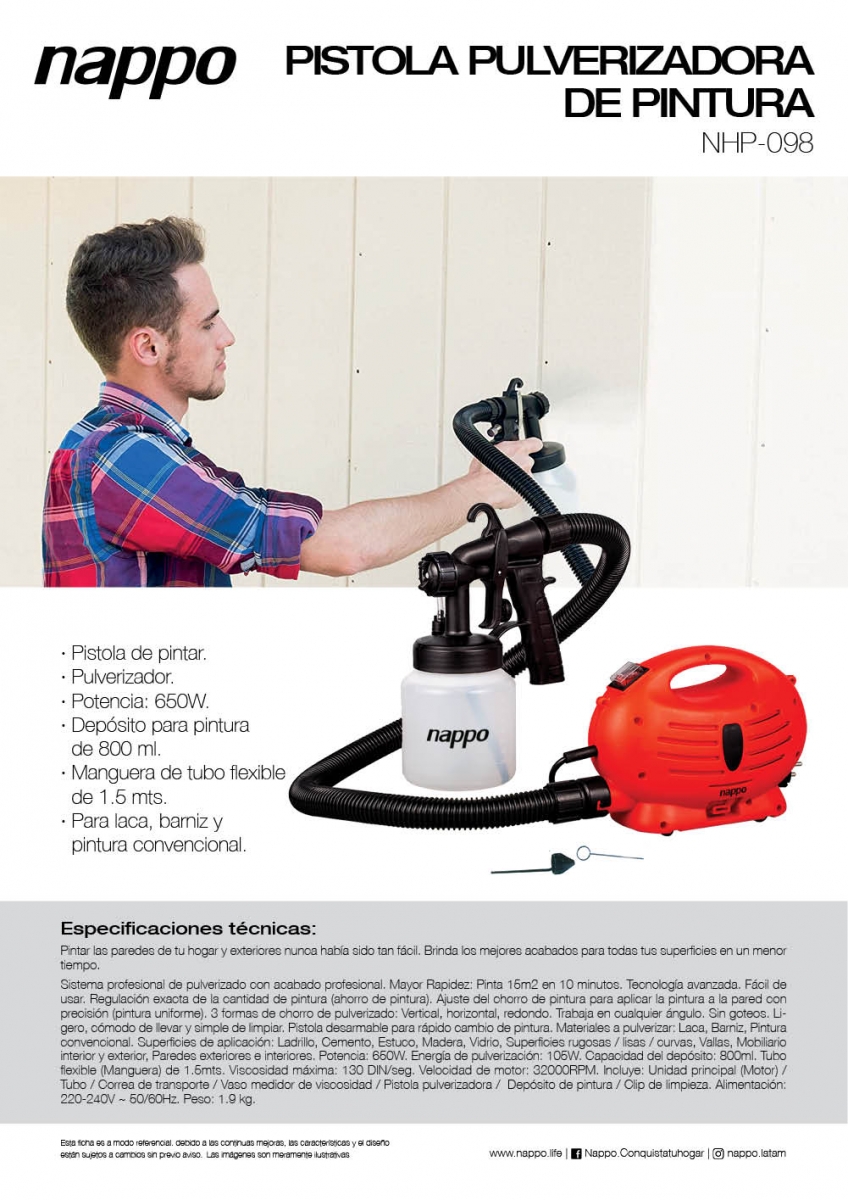 Pistola Pulverizadora Nappo para pintura NHP-098 - Imagen 3