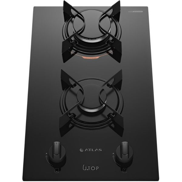 Cocina Anafe Atlas 2H Gas Cooktop U Top Glass Vidrio Templado