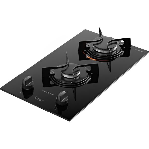 Cocina Anafe Atlas 2H Gas Cooktop U Top Glass Vidrio Templado - Imagen 3