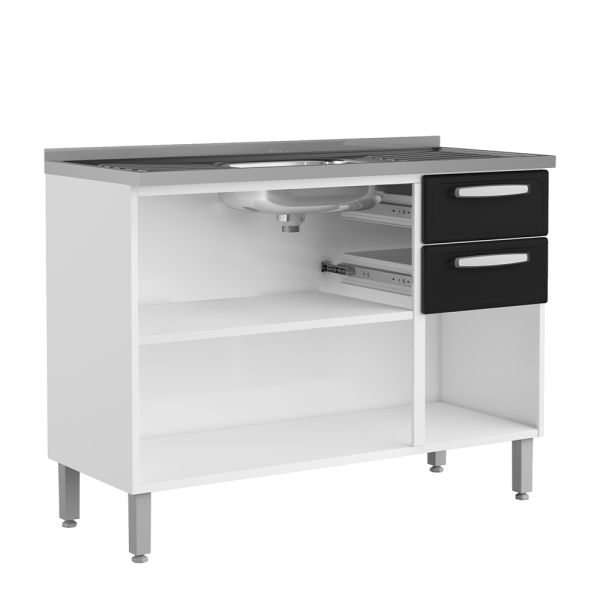 Mueble Metal Base Bertolini 3p/2c, C/Pileta Multipla Negrp 6015591 - Imagen 3