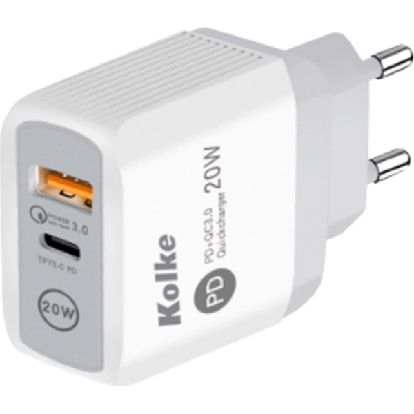 Cargador Rapido Kolke USB+USB C 20W QC3.0 MOD.KCR-2576 - Imagen 2