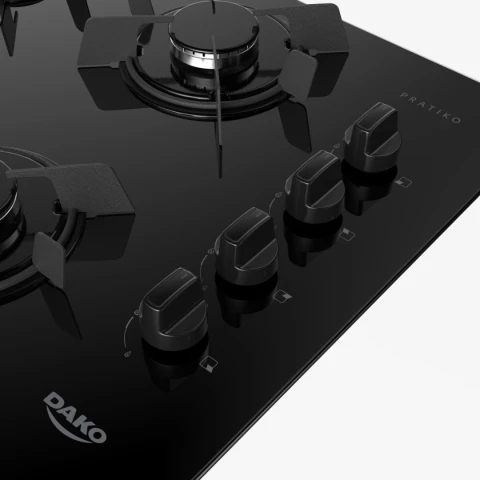 Cocina Anafe Dako Supreme Glass 4H Gas Cooktop Vidrio Templado - Imagen 3