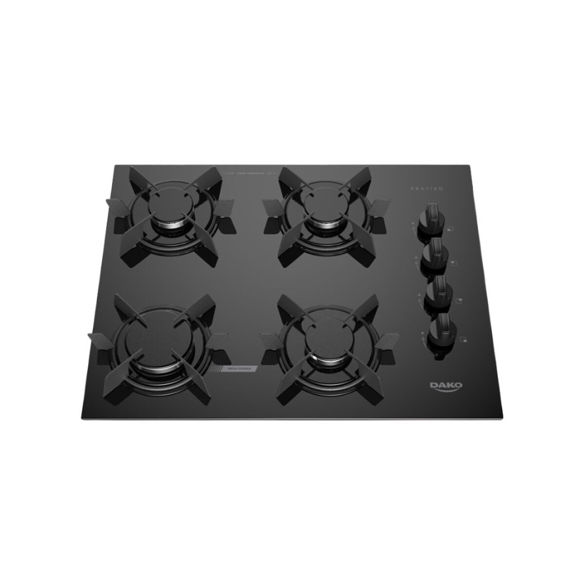 Cocina Anafe Dako Supreme Glass 4H Gas Cooktop Vidrio Templado