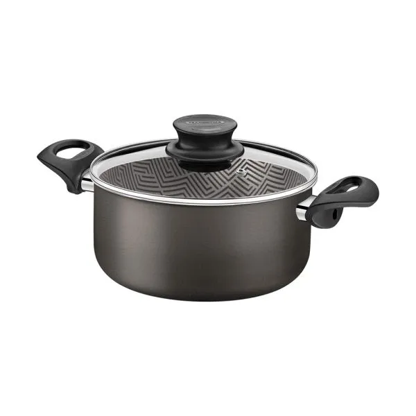 Cacerola Tramontina C/Tapa Vidrio 6,3lts 24cm Paris Negro 28524/624