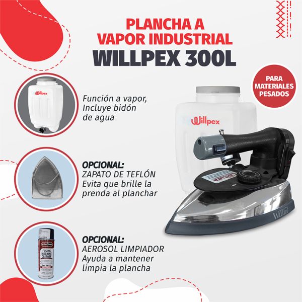 Plancha a Vapor Industrial Willpex 1300w 300L - Imagen 2