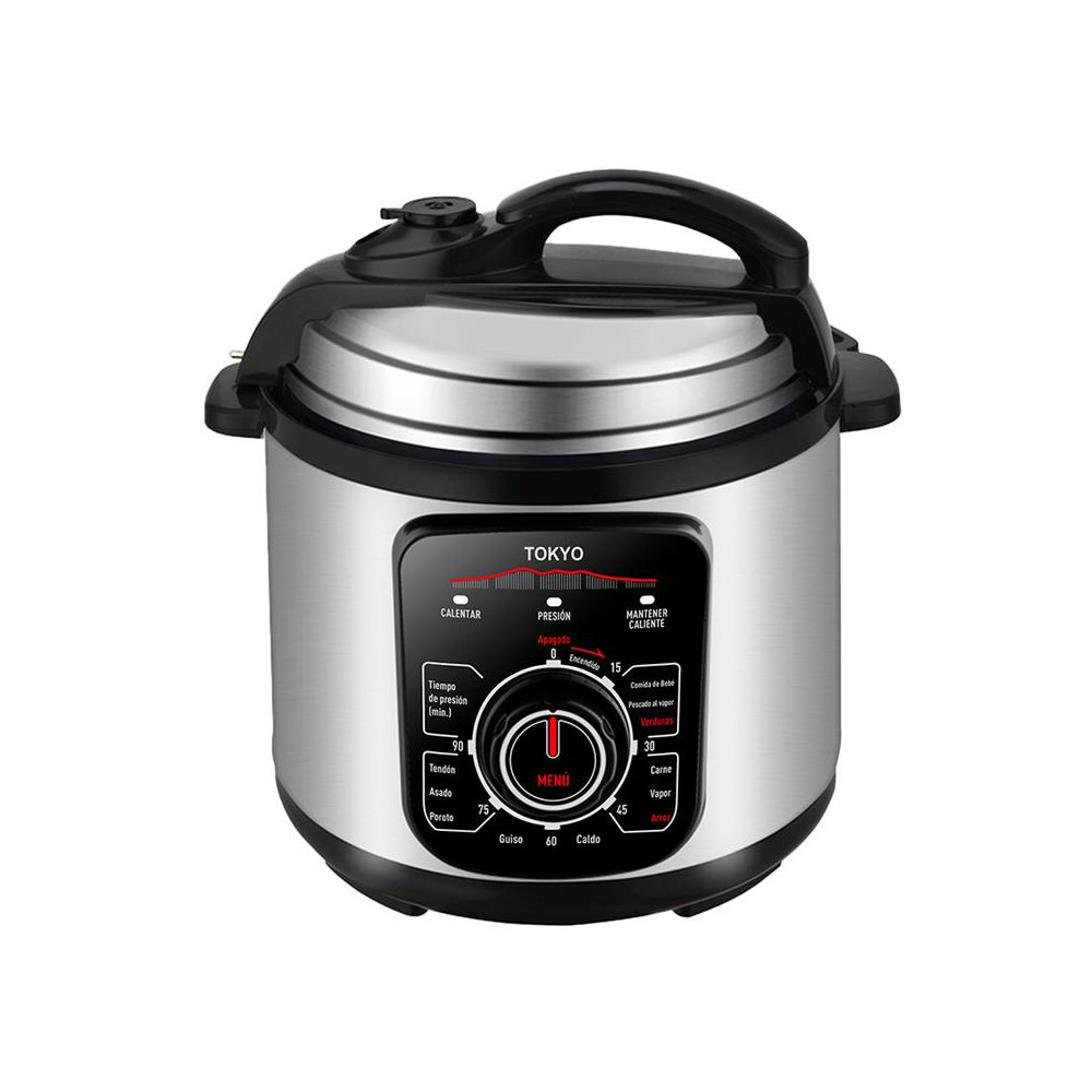 Olla a Presion 6lts Tokyo Cook Pro Control Mecanico 8 Niveles De Seguridad 1000w
